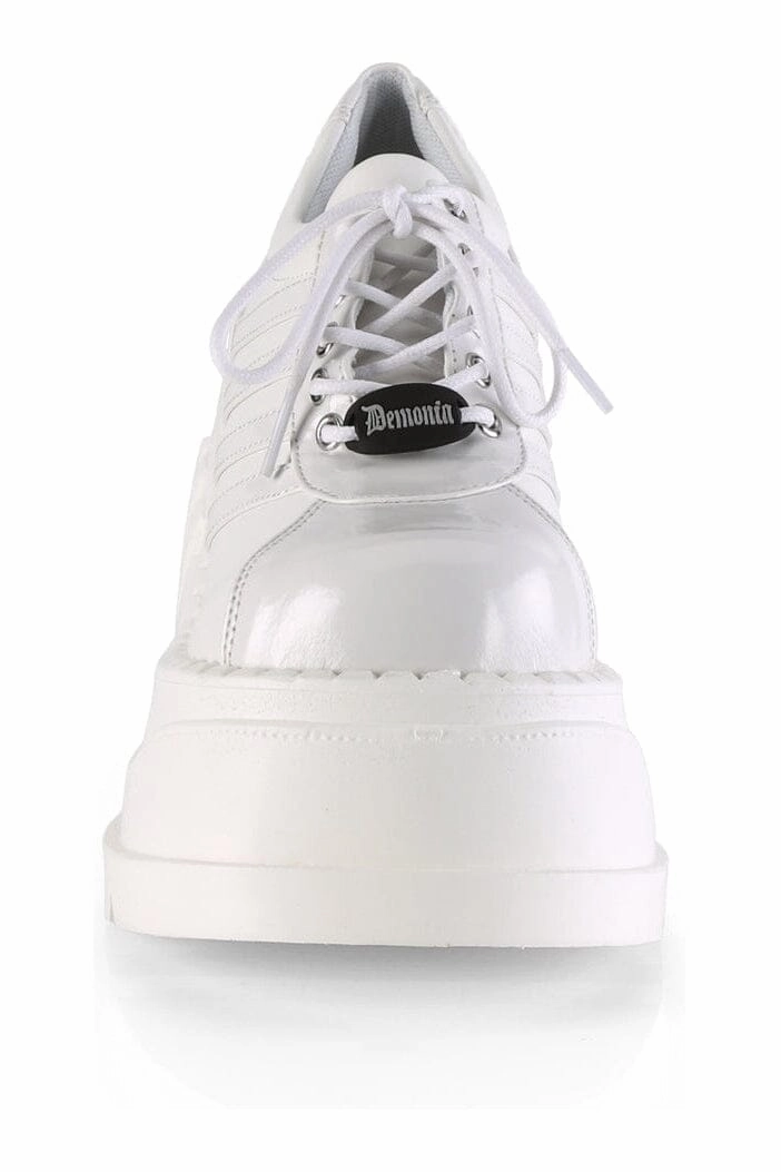 STOMP-08 White Vegan Leather Cyber Shoe
