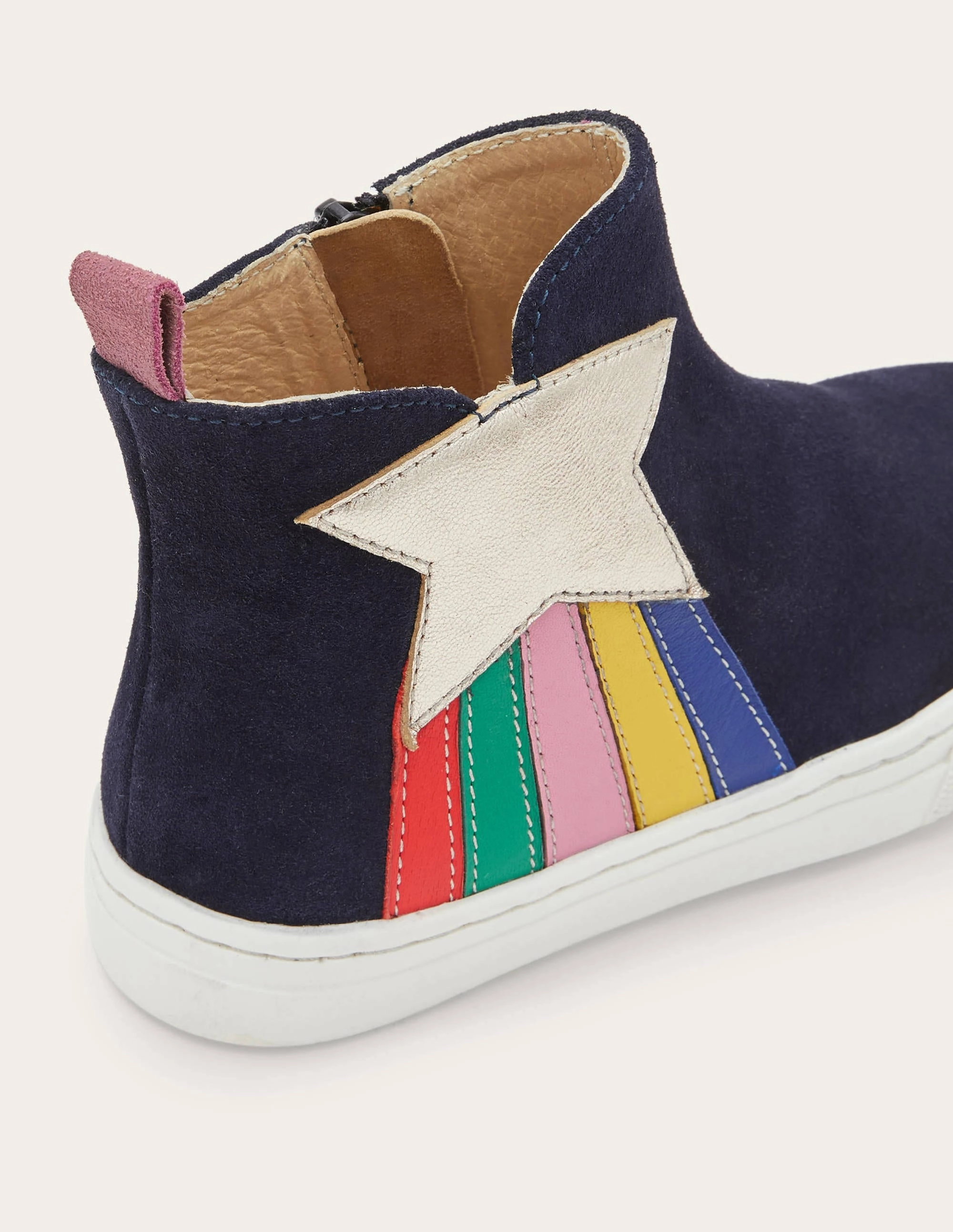 Suede Novelty Boots-College Navy Rainbow Star