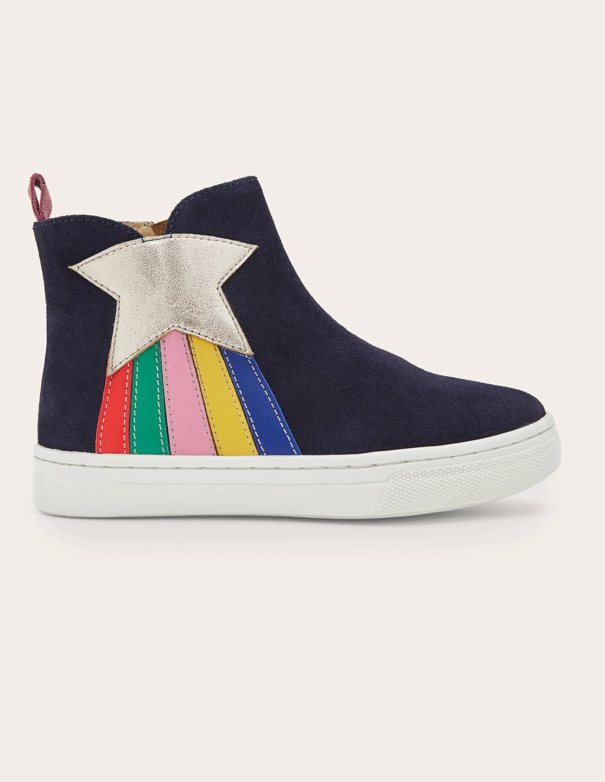 Suede Novelty Boots-College Navy Rainbow Star