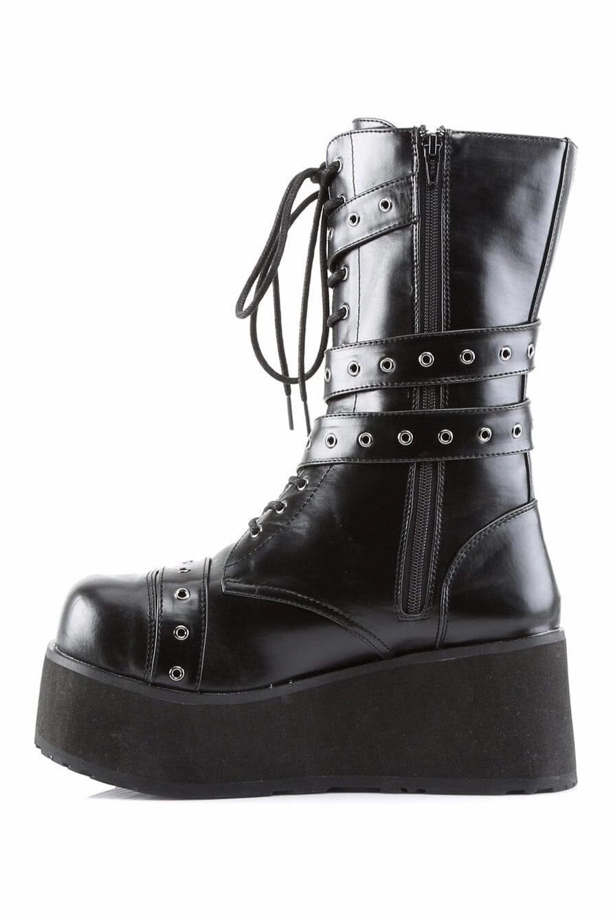TRASHVILLE-205 Black Vegan Leather Knee Boot