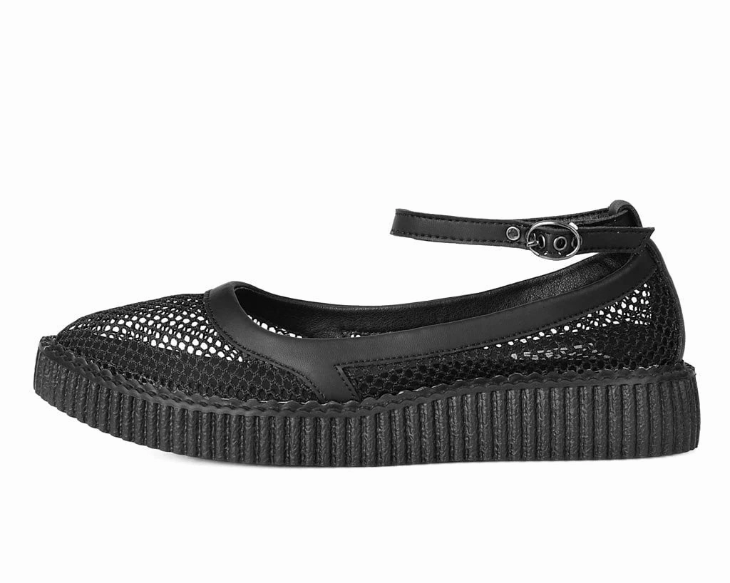 TUK-A3211L Black Fishnet Pointed Ballet Creeper