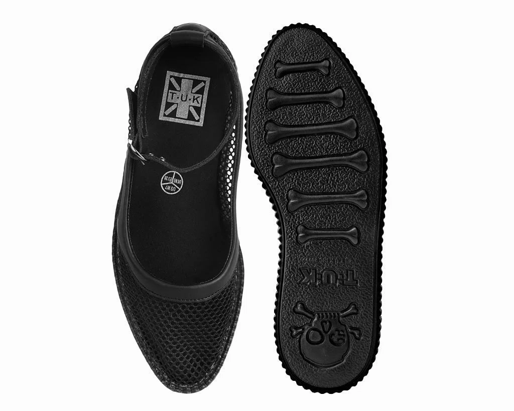 TUK-A3211L Black Fishnet Pointed Ballet Creeper