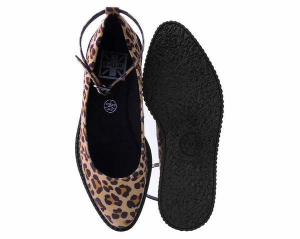 TUK A9541L Leopard Pointed Ballet Ankle Strap Creeper