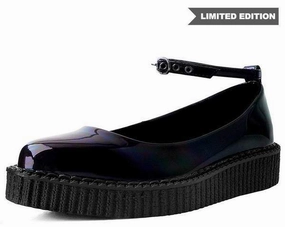 TUK A9634L Black Hologram Pointed Ballet Creeper