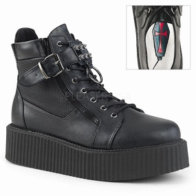 V-CREEPER-566  Black Vegan Leather