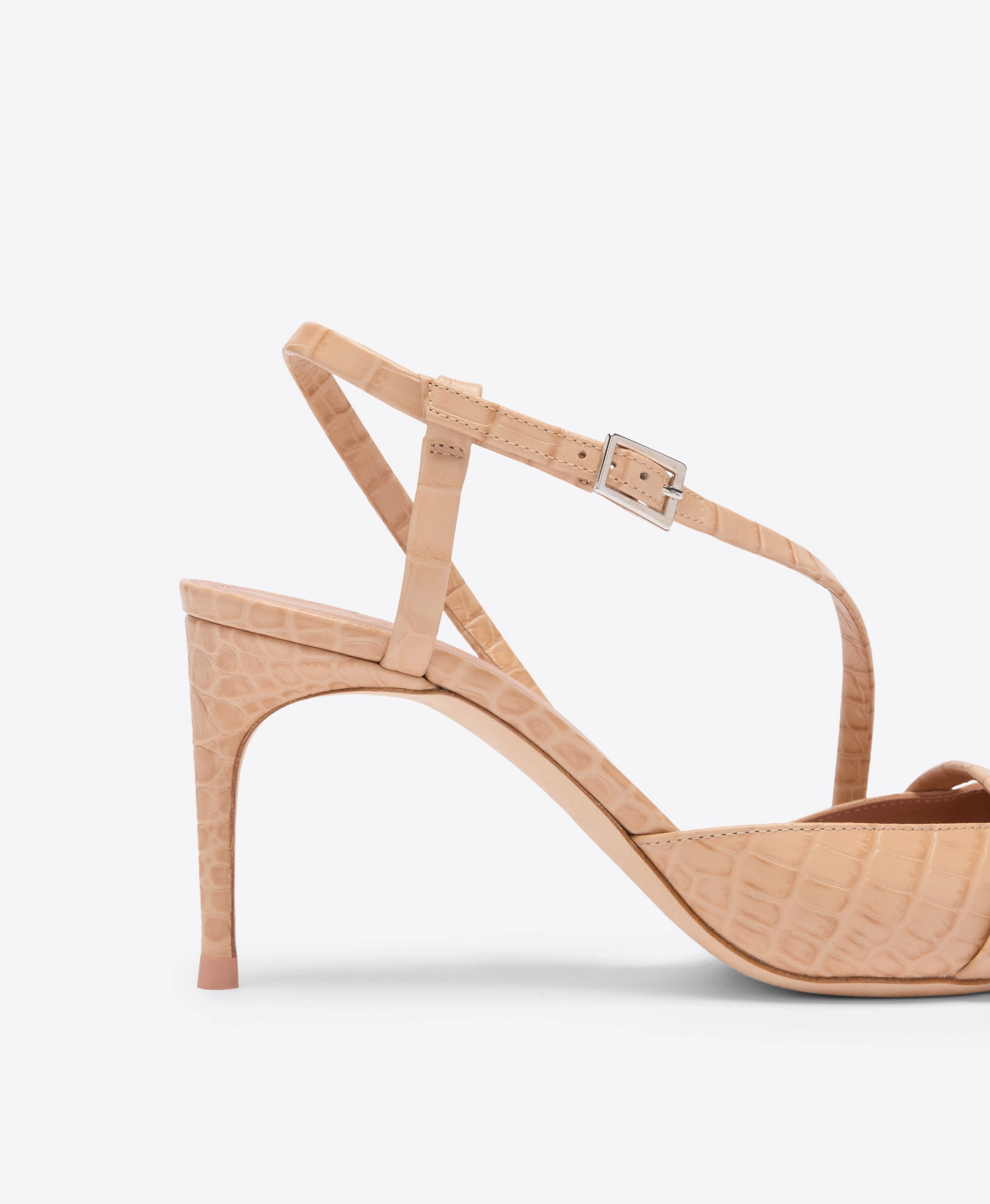 Valeria 70 Buff Embossed Leather Slingbacks