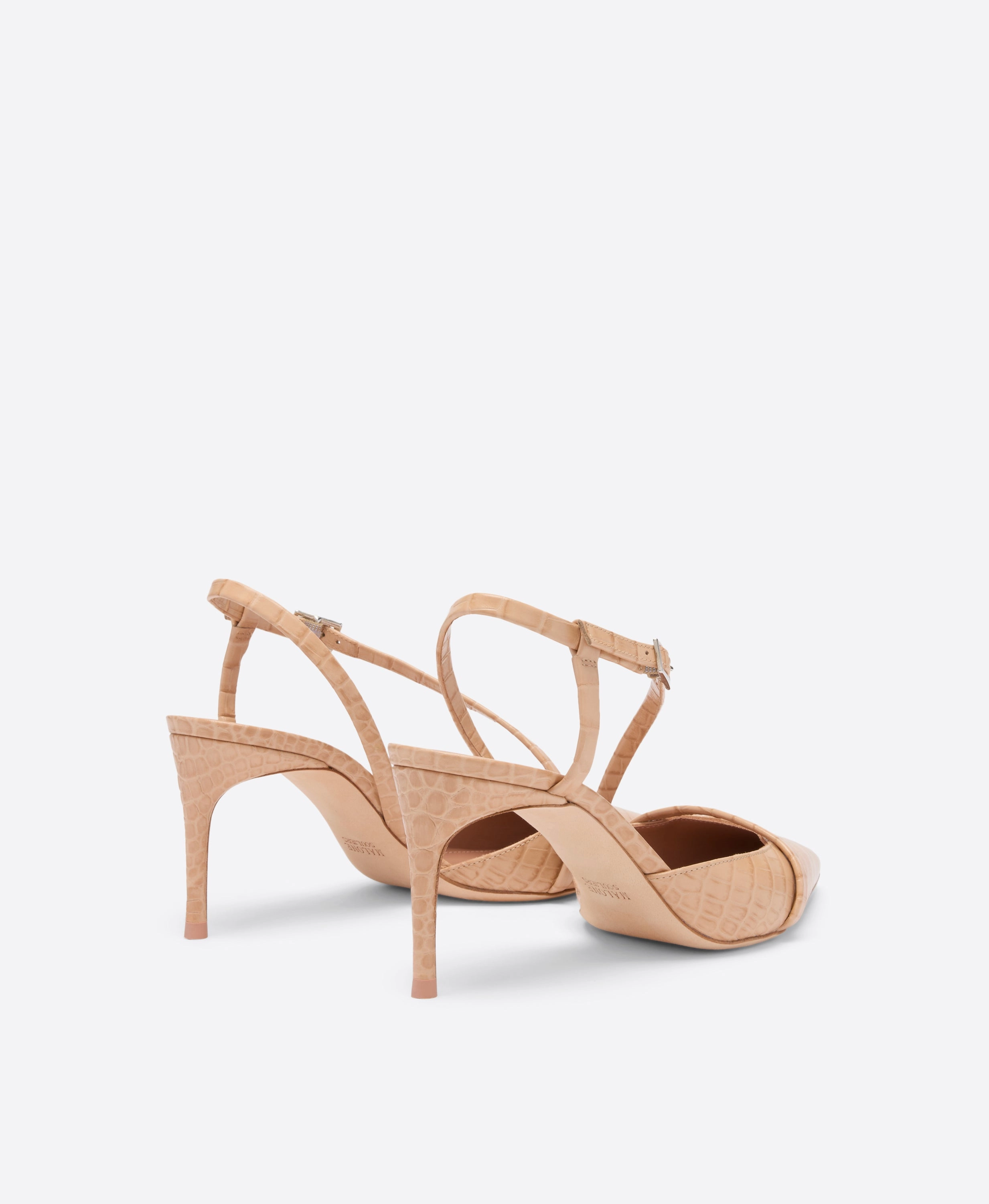 Valeria 70 Buff Embossed Leather Slingbacks