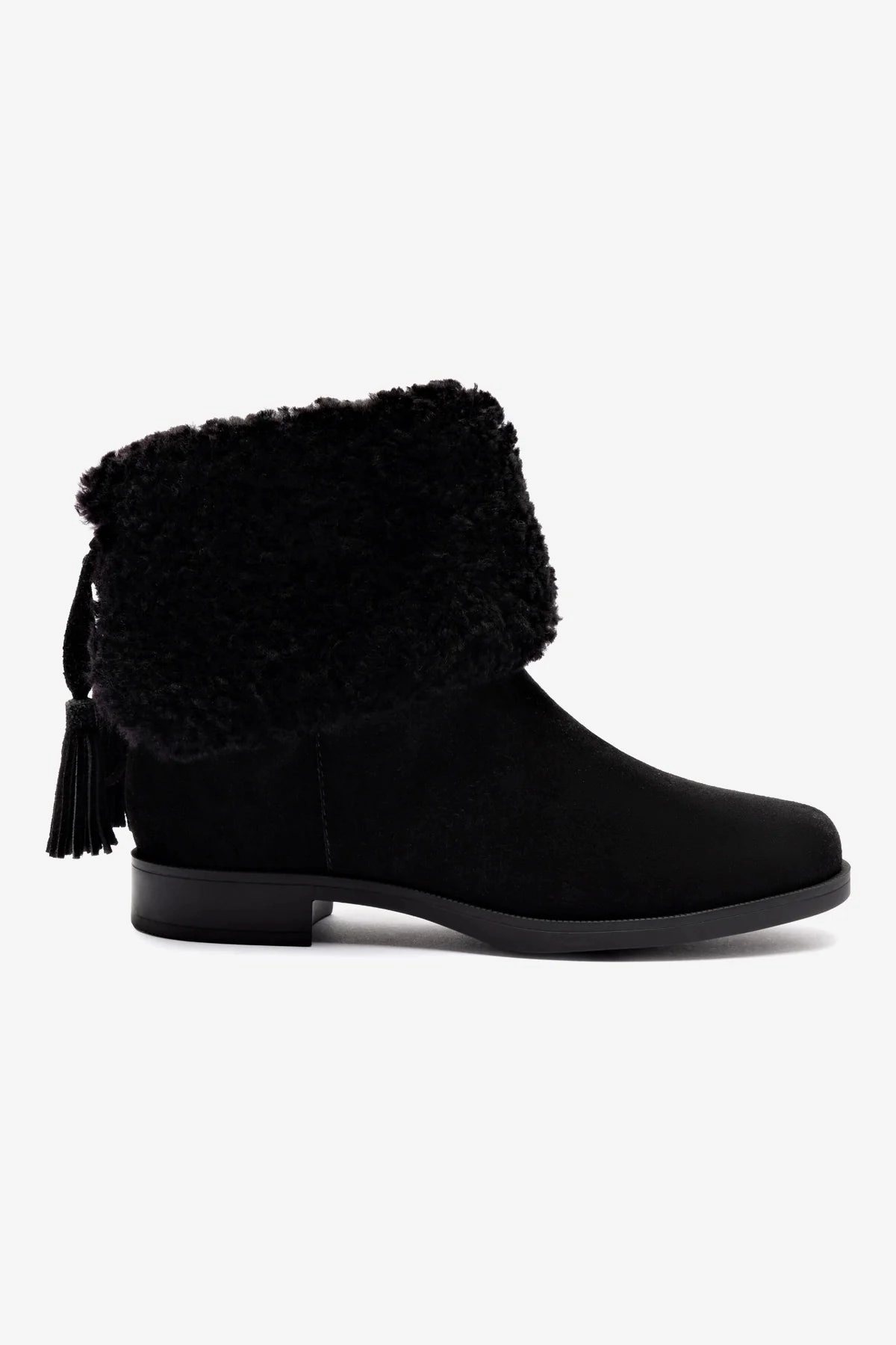 Verbier Bootie In Black Suede and Black Shearling