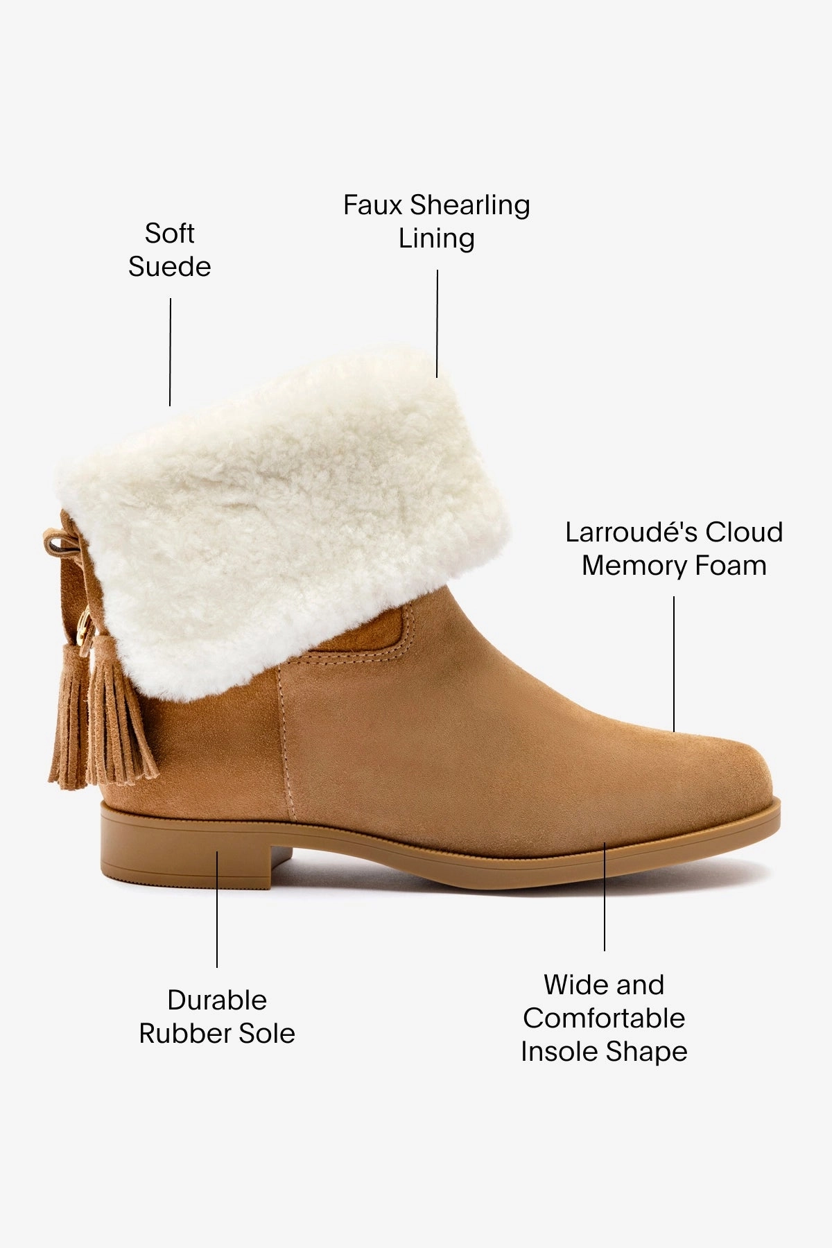 Verbier Bootie In Peanut Suede and Natural Shearling