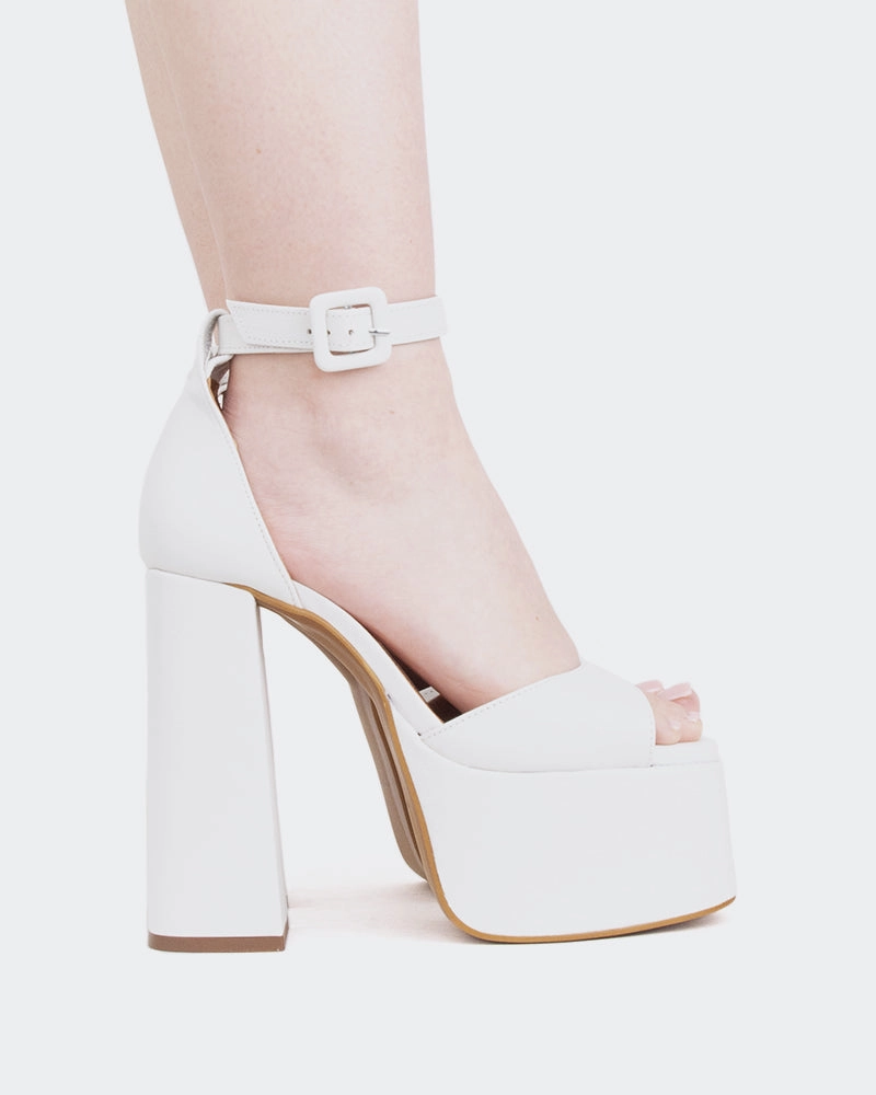 Walton White Leather/Cuir Blanc