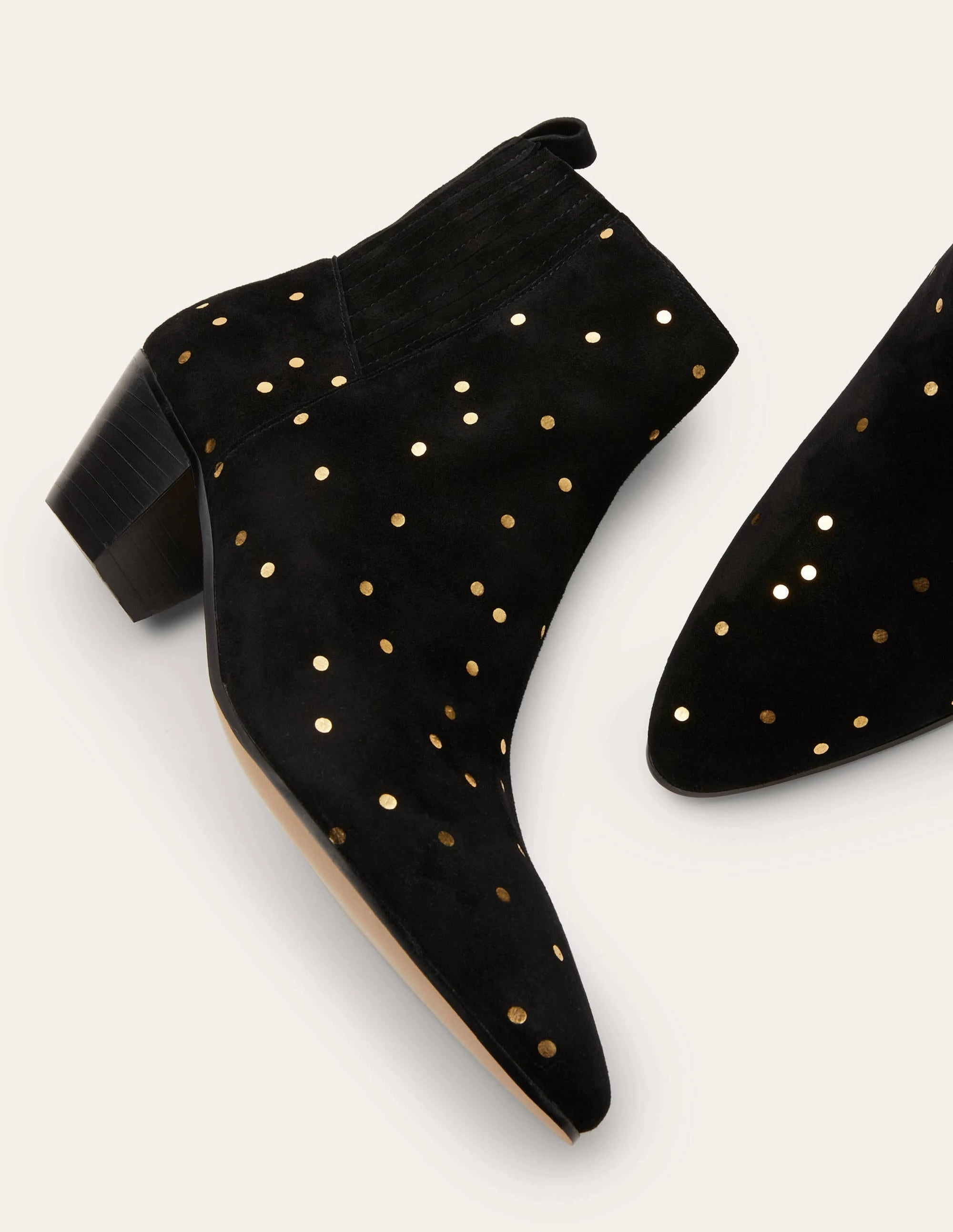 Western Ankle Boots-Black and Gold, Scattered Spot