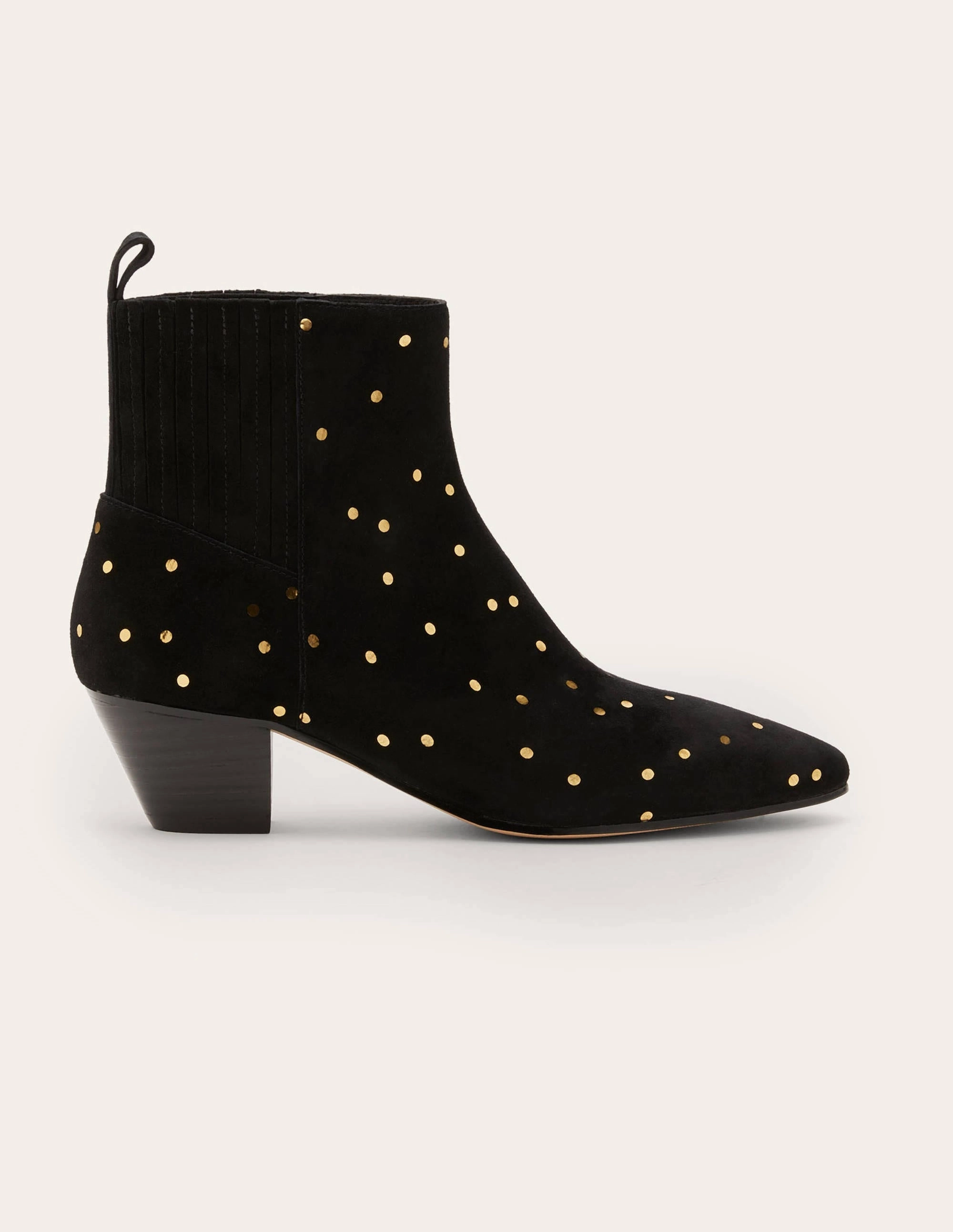 Western Ankle Boots-Black and Gold, Scattered Spot