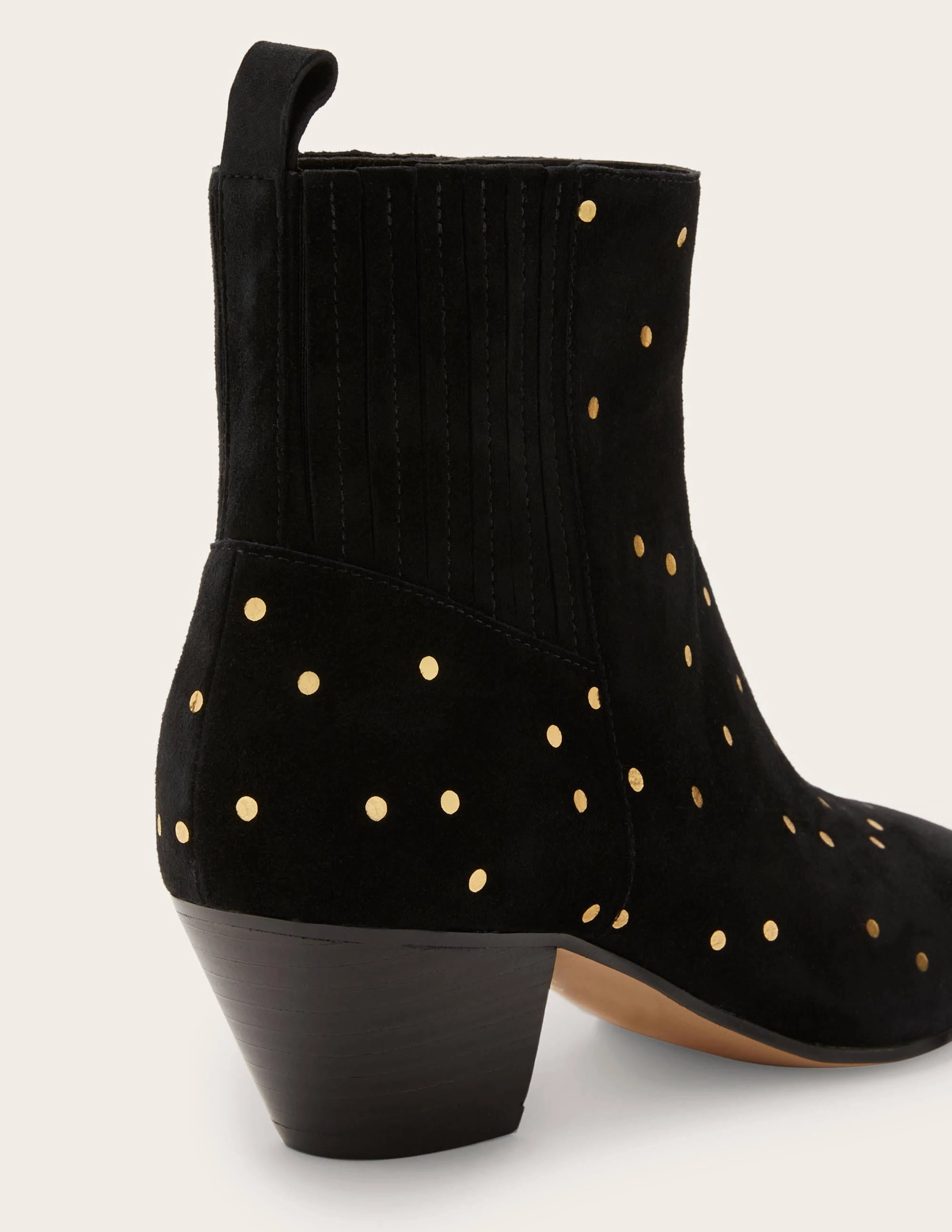 Western Ankle Boots-Black and Gold, Scattered Spot